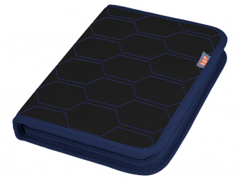 Папка для сервисной книжки и автодокументов "Практик". Формат А5. Искусственная кожа. Цвет: черный с синей прострочкой "Соты".
